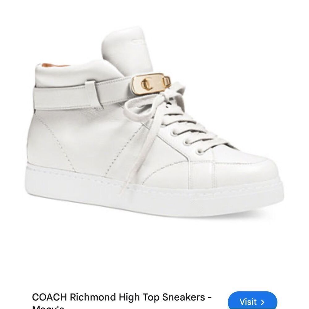 Coach unisex white leather Richmond high Top Fashion Sneaker size 9B(7 mens)